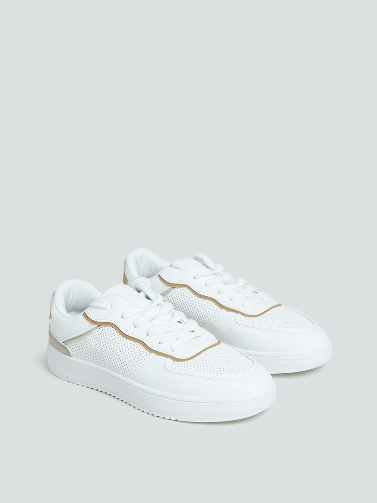 LUNA BLU White Perforated Sneakers